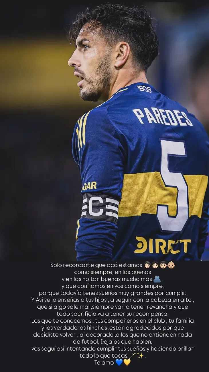 El posteo de Camila Galante en respaldo a su esposo.