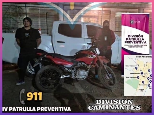 CHACO:  En Patrullaje Nocturno, Dan Con Moto Robada Hace Unos Días | Último momento en Chaco