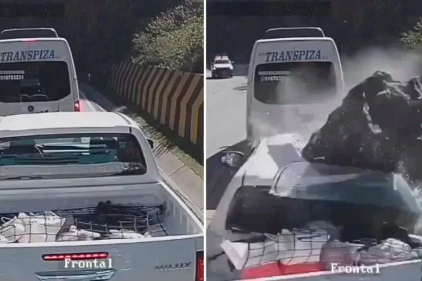 Impactante video: enorme roca aplasta camioneta y deja tres muertos en ruta de Perú