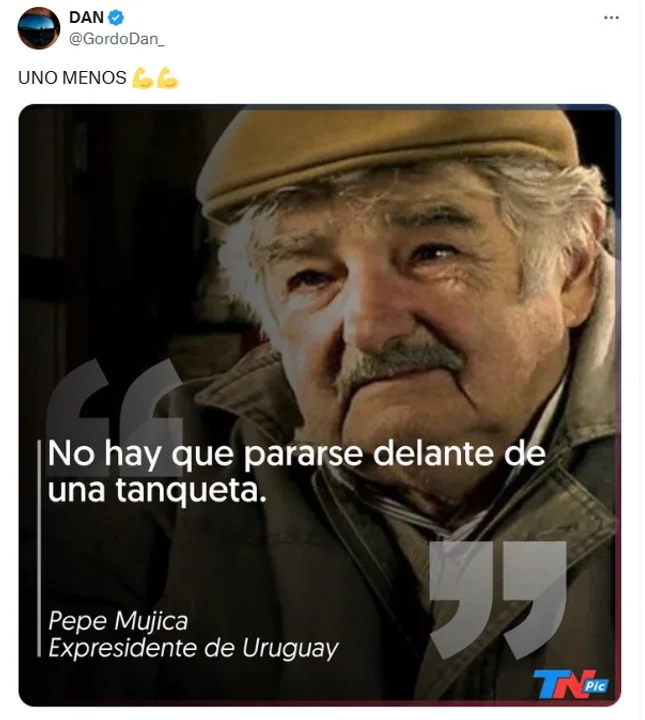 El Gordo Dan festejó la muerte de Pepe Mujica: “Uno menos”