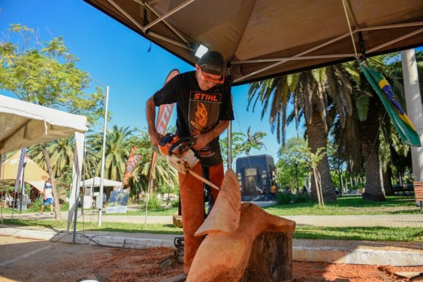 Sáenz Peña: Las esculturas van tomando forma en la plaza San Martín