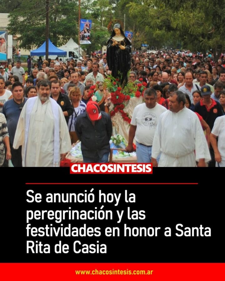 Se anunció hoy la peregrinación y las festividades en honor a Santa Rita de Casia