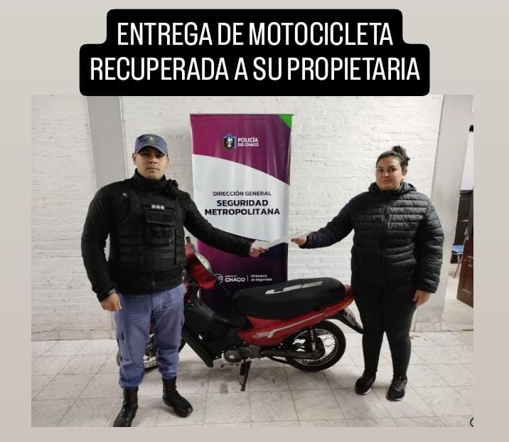 RESISTENCIA:  Recuperan Motocicleta Robada En El Barrio Cacique Pelayo