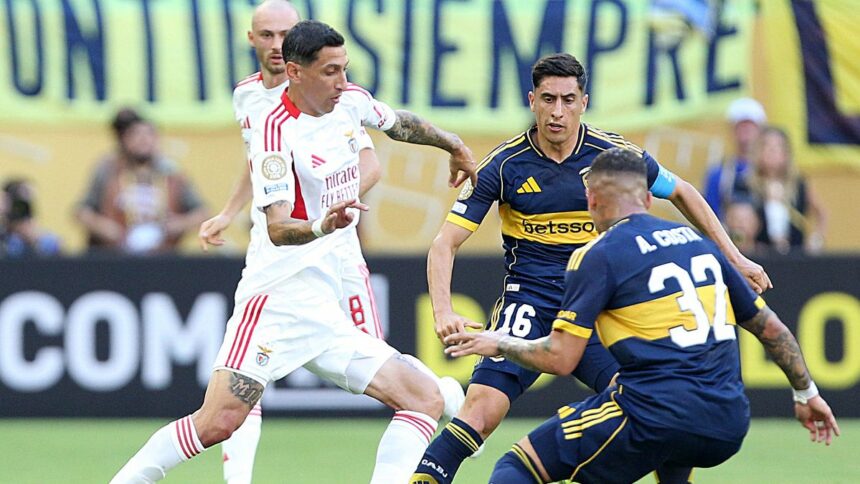 Boca no pudo aguantar la diferencia inicial y el Benfica le empató el partido con goles de Di María y Otamendi