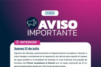 Este Jueves 17: Trabajos De Reparación En El Primer Acueducto Al Interior, En El Ingreso A Quitilipi