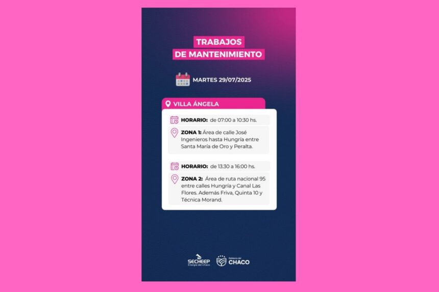 Este Martes 29: Secheep Realizará Trabajos De Mantenimiento En Distintas Localidades