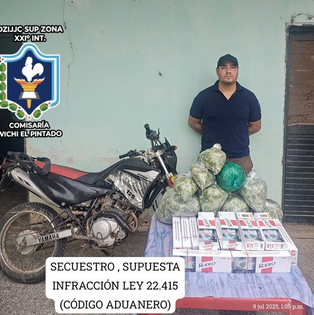 CHACO: Interceptan Motociclista Con Hoja De Coca Y Cigarrillos Sin Aval Aduanero