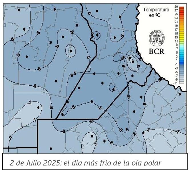 Región núcleo: en medio de la ola polar, con clima seco y heladas intensas, la siembra de trigo es del 90 %