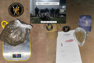 Alarma en Campo Largo: joven detenido con marihuana en zona rural, a pocos kilómetros del pueblo