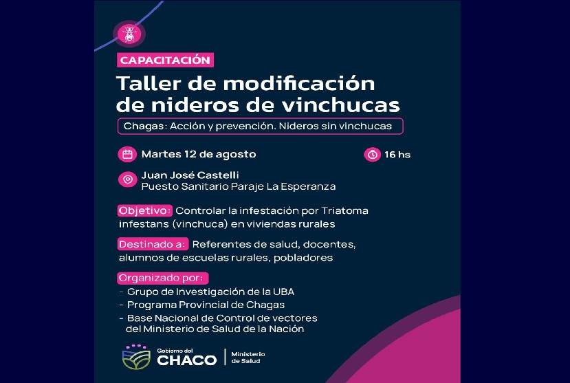 Castelli: Salud Capacitará A La Comunidad Sobre Tratamiento Y Prevención De Vinchucas