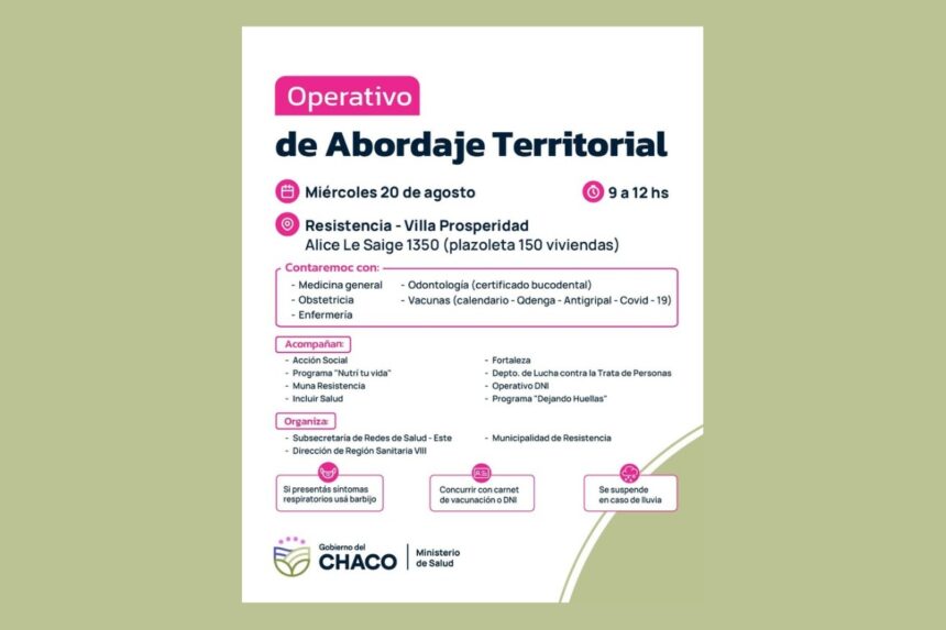 Salud: Nuevo Operativo De Abordaje Territorial En Resistencia