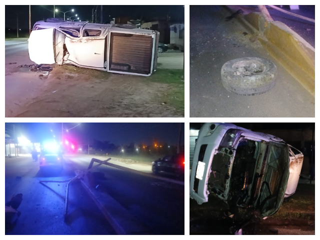 CHACO: En Aparente Estado De Ebriedad Colisiono Una Jirafa De Alumbrado Público Y Volcó