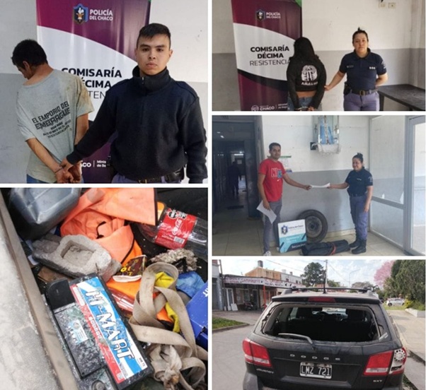 RESISTENCIA: Una Pareja Sustrajo Elementos De Una Auto Tras Romper Sus Cristales