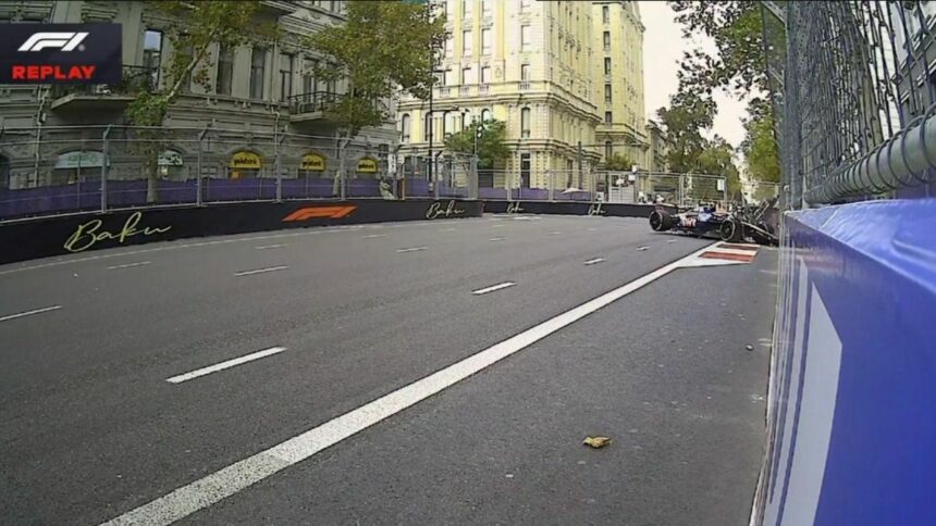 Así fue el choque de Franco Colapinto en la clasificación del Gran Premio de Azerbaiyán