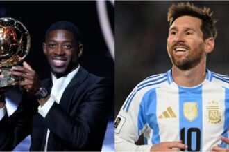 La reacción de Messi luego de que el francés Ousmane Dembélé ganara el Balón de Oro