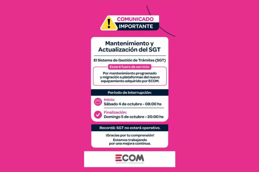 Este Fin De Semana: El Sgt Estará Fuera De Servicio Por Mantenimiento Programado