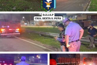 SÁENZ PEÑA: Principio de incendio en camión cargado con carbón vegetal.