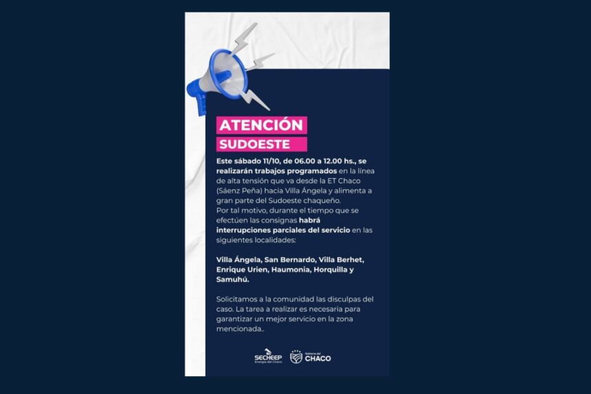 Trabajos Programados De Secheep En El Sudoeste