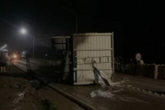 CHACO: Ruta 16: Volcó Un Camión Que Transportaba Lácteos, El Chofer Resultó Ileso