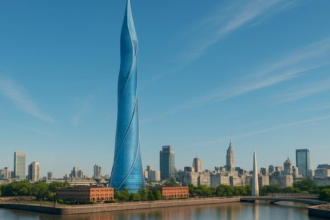 Así se vería la torre más alta del mundo emplazada en Buenos Aires, según la IA