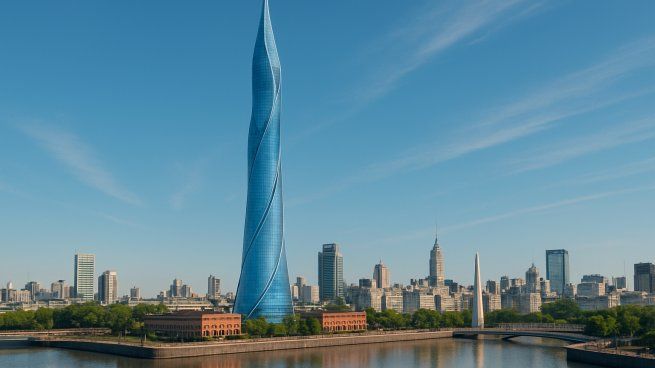 Así se vería la torre más alta del mundo emplazada en Buenos Aires, según la IA