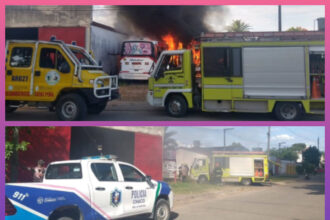 SÁENZ PEÑA: Dos Colectivos Quedaron Envueltos En Llamas En Pleno Centro