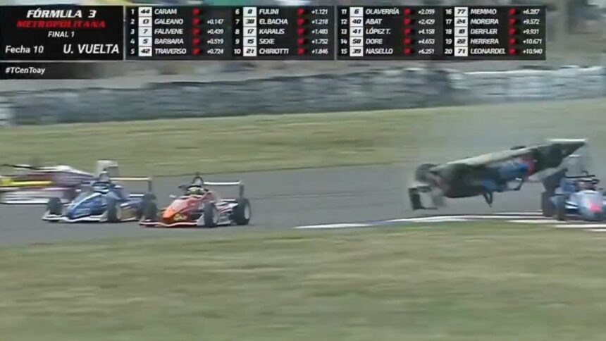 Milagro en la Fórmula 3: un piloto salió ileso tras un vuelco a gran velocidad