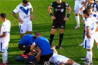 La grave lesión de Lisandro Magallán por un choque de cabezas en Vélez-Talleres