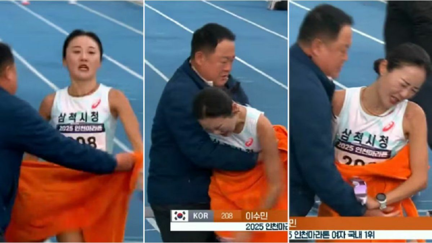 Polémica en Corea del Sur con un entrenador y una maratonista al terminar la carrera: ¿hubo acoso?