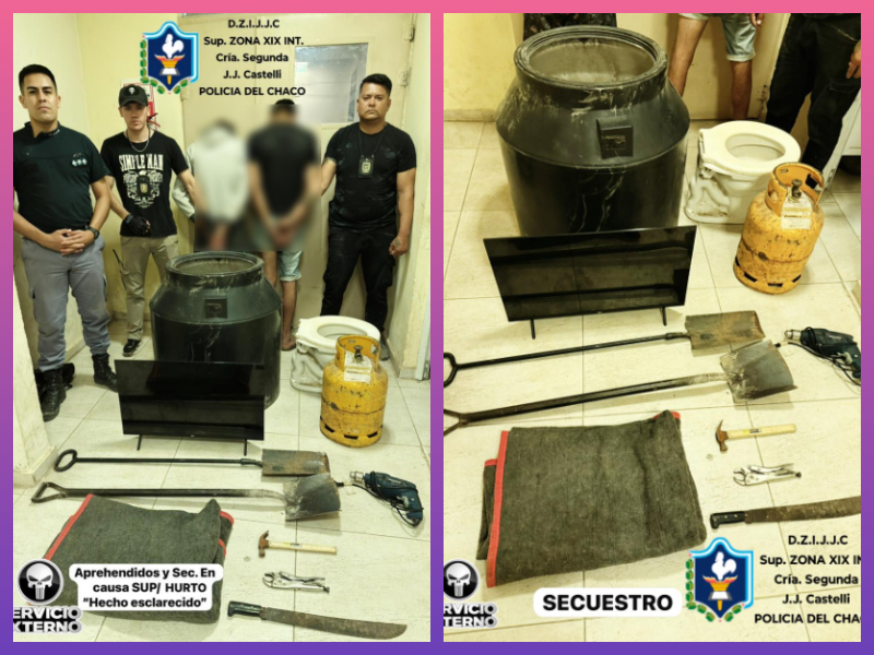 CASTELLI: Jóvenes Detenidos Por Sustraer Varios Bienes De Una Vivienda