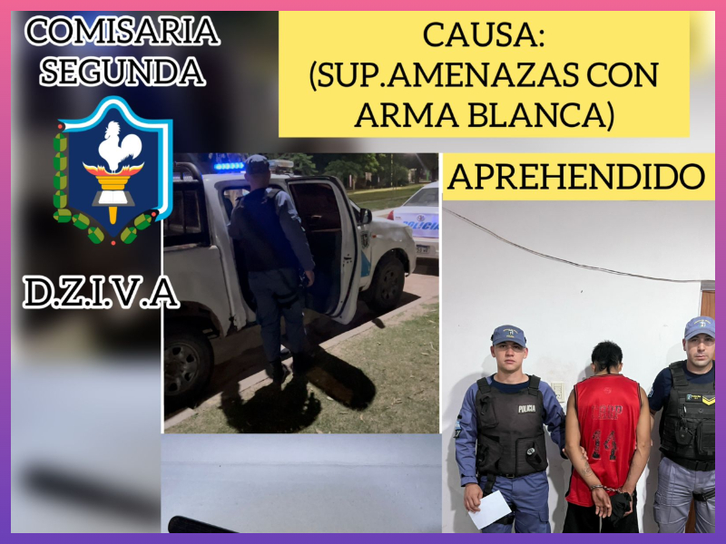 VILLA ÁNGELA: Detuvieron A Un Joven Por Amenazas Con Arma Blanca