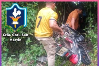 SAN MARTÍN: Recuperan Una Motocicleta Robada Oculta Entre Malezas En La Zona De Laguna Del Tigre