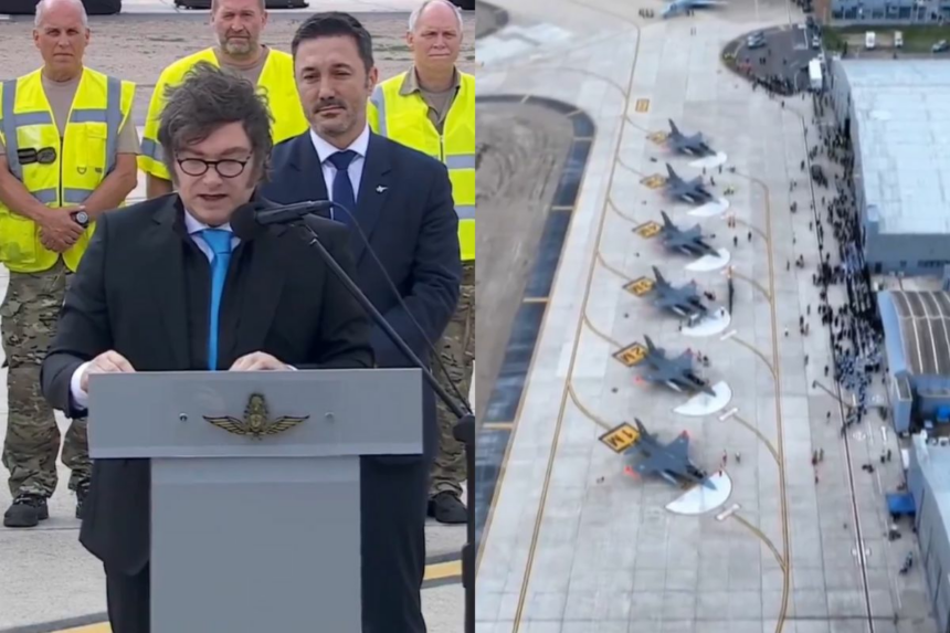 Con durísimas críticas al kirchnerismo, Javier Milei presentó los aviones de combate F-16