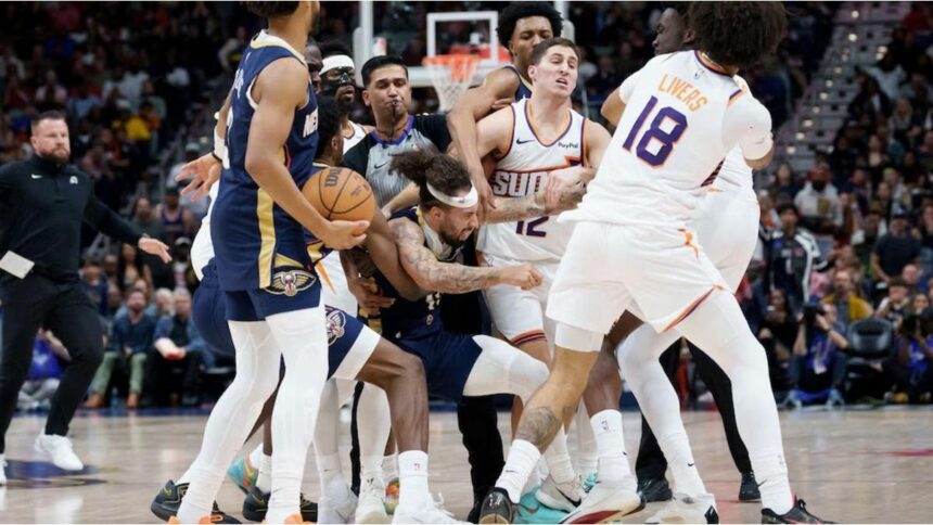 Escándalo en la NBA: pelea, golpes y expulsiones en el duelo entre Pelicans y Suns