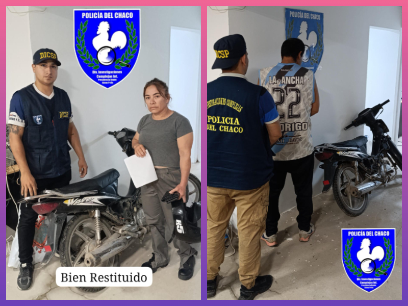 SÁENZ PEÑA: Esclarecieron El Hurto De Una Motocicleta Sustraída En El Barrio Ensanche Sur