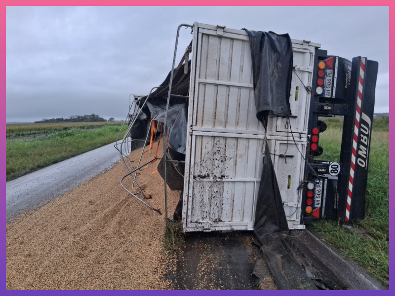 PINEDO: Volcó Un Camión Que Trasladaba Soja  En Ruta Provincial N° 5