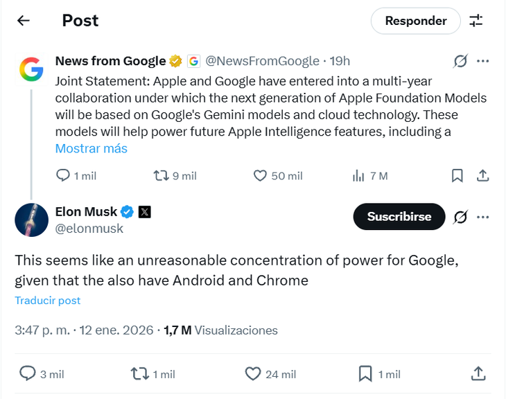 Apple apuesta por Google Gemini para potenciar a Siri con inteligencia artificial