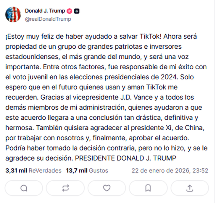 TikTok cedió a las presiones de Donald Trump: su filial será controlada por inversores estadounidenses