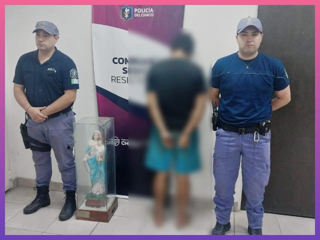 RESISTENCIA: Policias Demoraron A Un Hombre Que Trasladaba Una Imagen Religiosa RESISTENCIA: Policias Demoraron A Un Hombre Que Trasladaba Una Imagen Religiosa