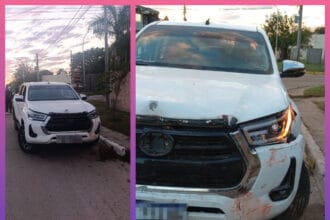 VILLA ÁNGELA: Conductor Alcoholizado Perdió El Control De Su Camioneta E Impactó Contra Una Luminaria Led