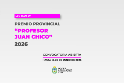 La Legislatura abrió la convocatoria al Premio Provincial “Profesor Juan Chico” 2026