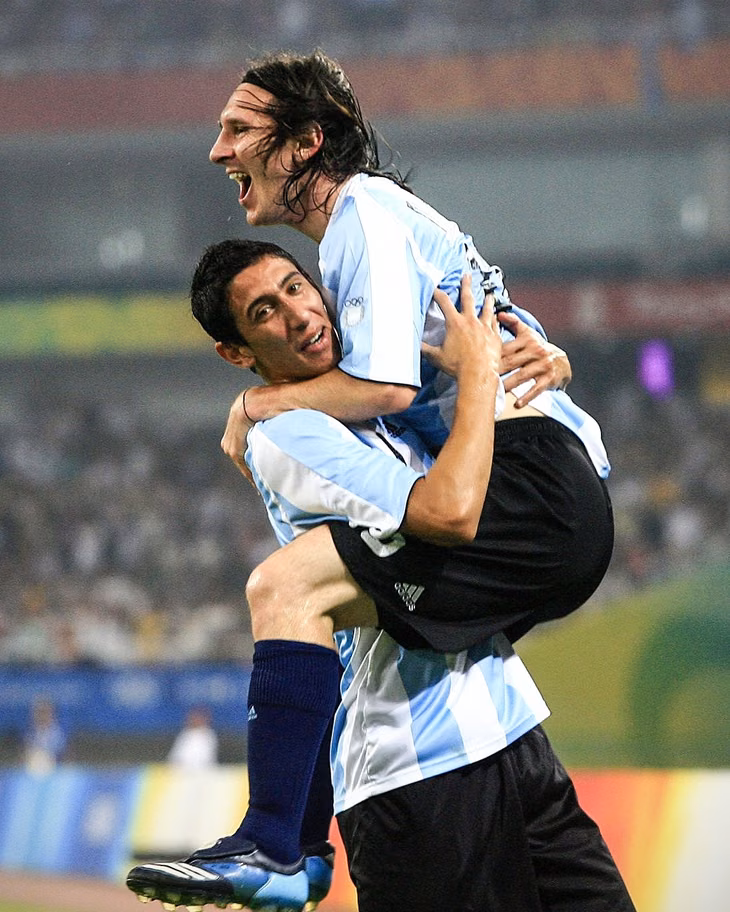 El reencuentro entre Messi y Di María.